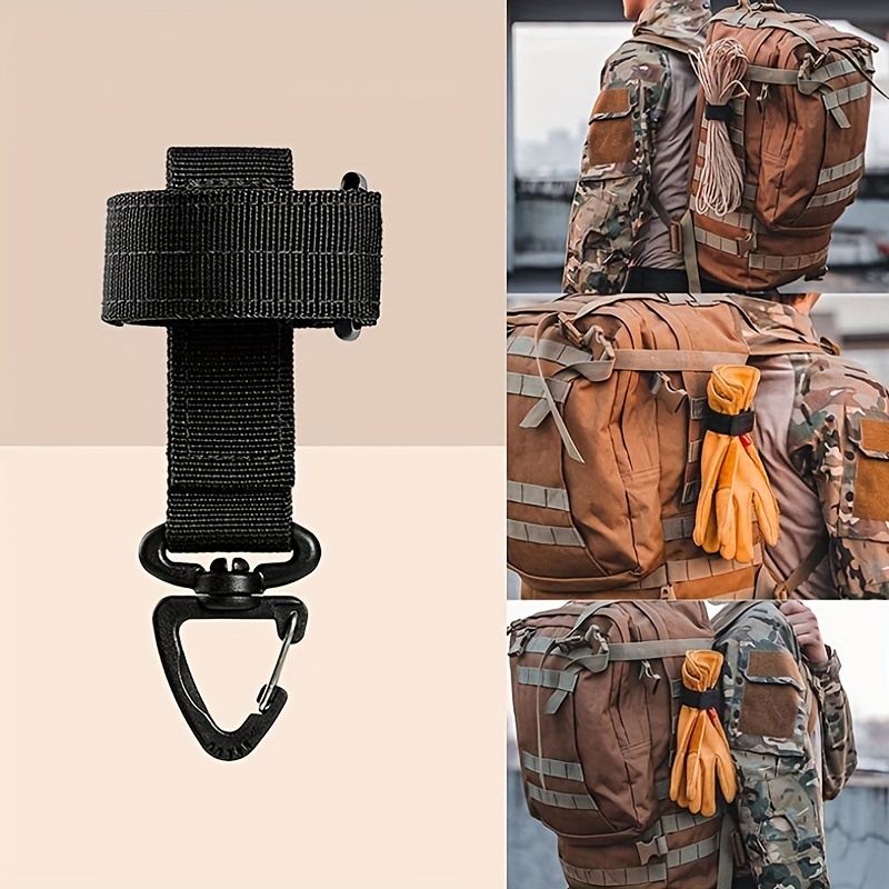 outdoor tactical hanging buckle 2pcs Outdoor Tactical Nylon Webbing Hanging  Buckle Fan Belt Multi-function Carabiner Eagle Hook(Black) 