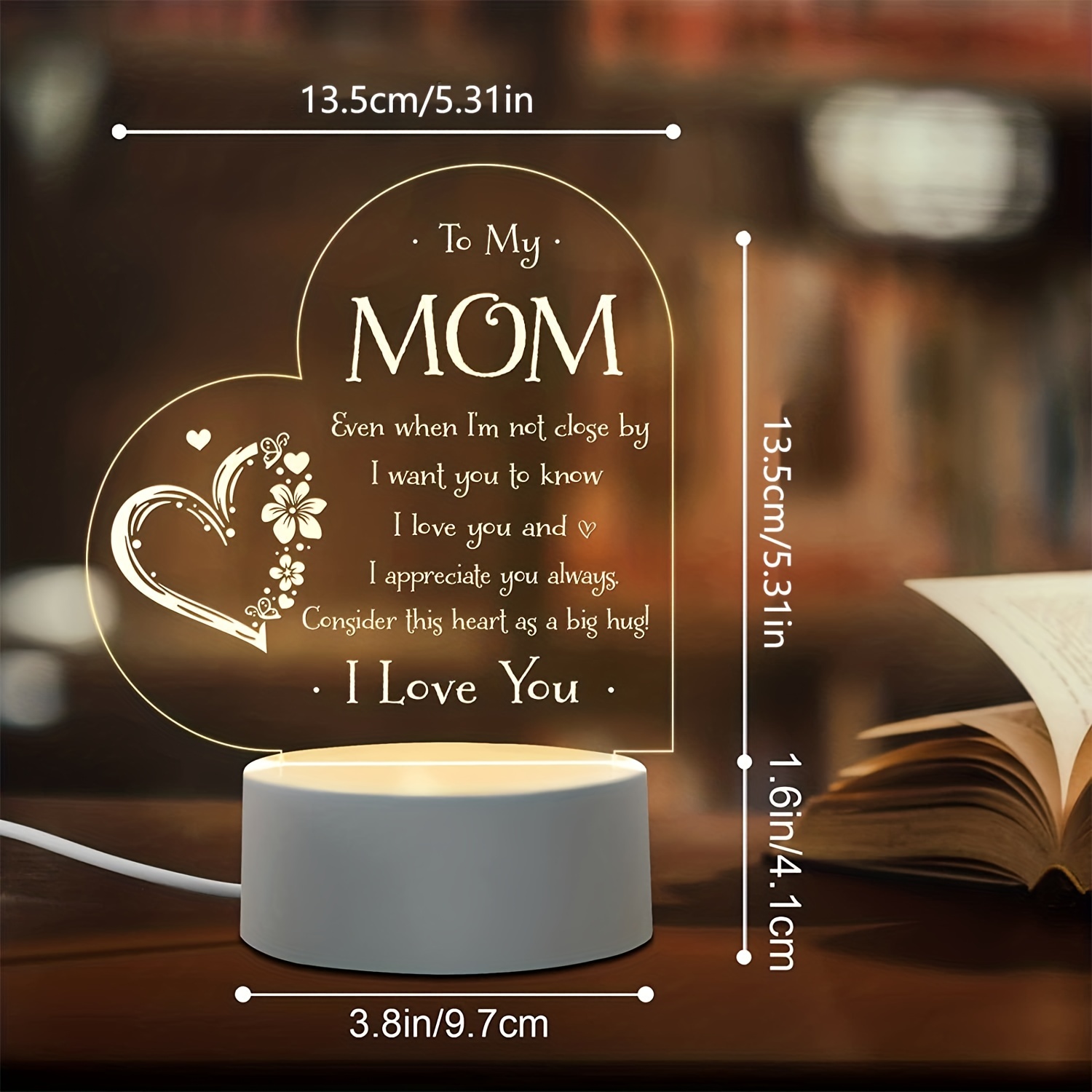 1pc Gifts For Mom - Engraved Night Light, Mom Birthday Gifts From Daughter  Son, Mom Gifts On Mother's Day, Valentine's Day Christmas, Unique Night Lam