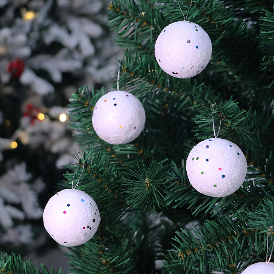 6pcs White Snow Ball Christmas Ornaments Hanging Tree Decorations Clear  Baubles
