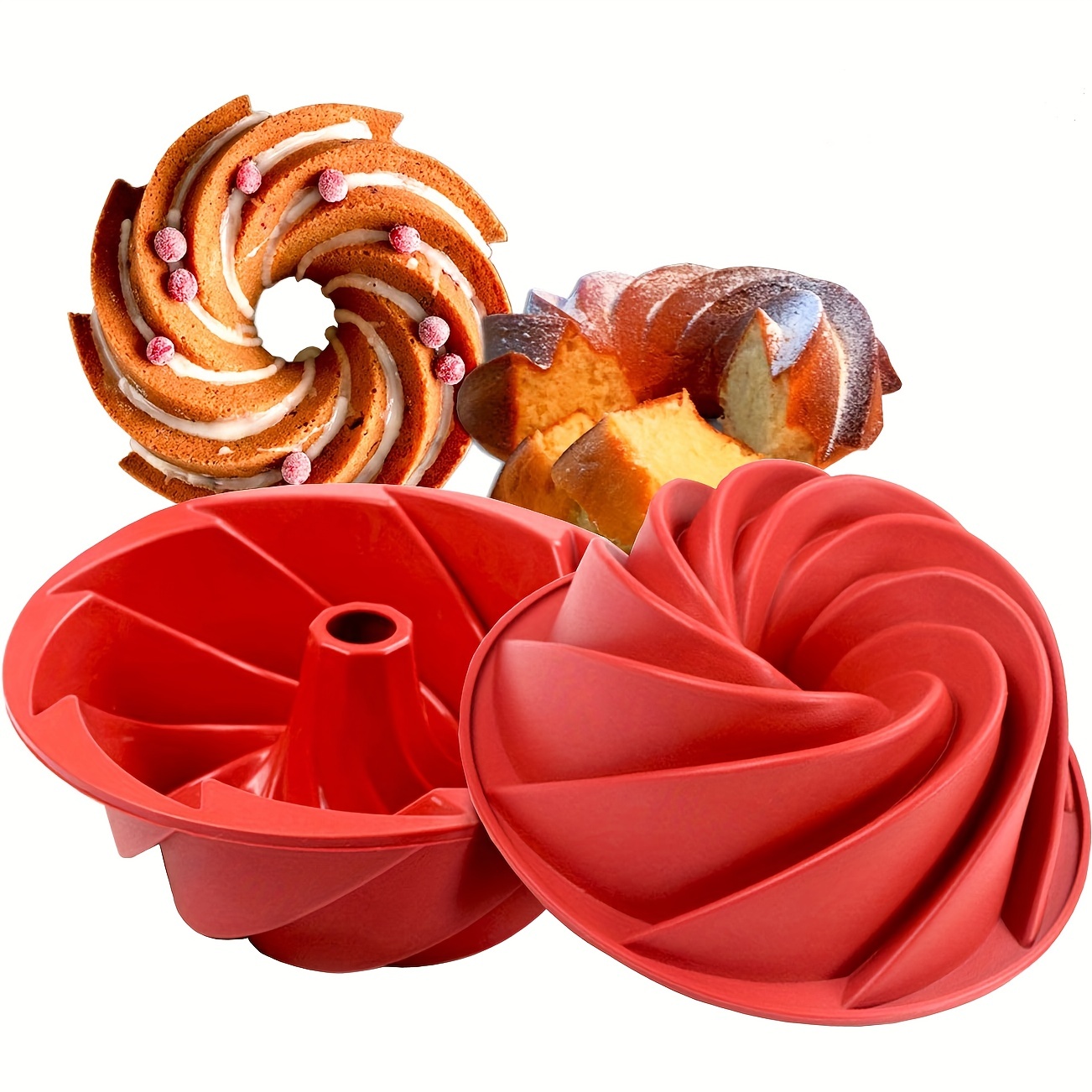 1pc, Silicone Bundt Pan (9.65''), Heritage Bundtlette Cake Mold, For Fluted  Tube Cake Making, Baking Tools, Kitchen Gadgets, Kitchen Accessories