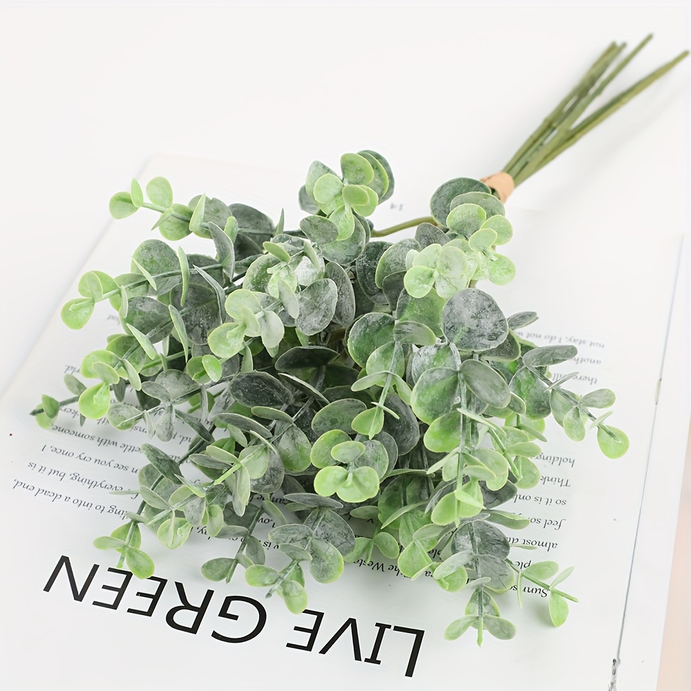 18pcs Artificial Eucalyptus Leaf Stem Faux Silvery Dollar Green Branch Real Touch Leaf 5054