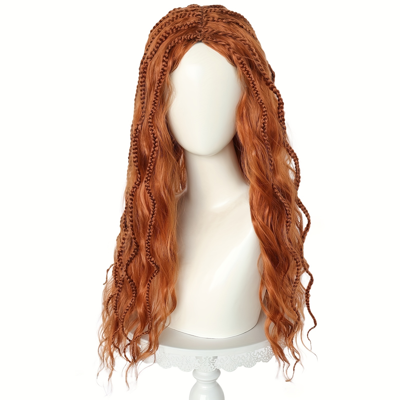 Costume Wig Synthetic Hair Long Wavy Brown Wig Mermaid Cosplay Wig For Halloween Christmas School 1pc Wig Cap