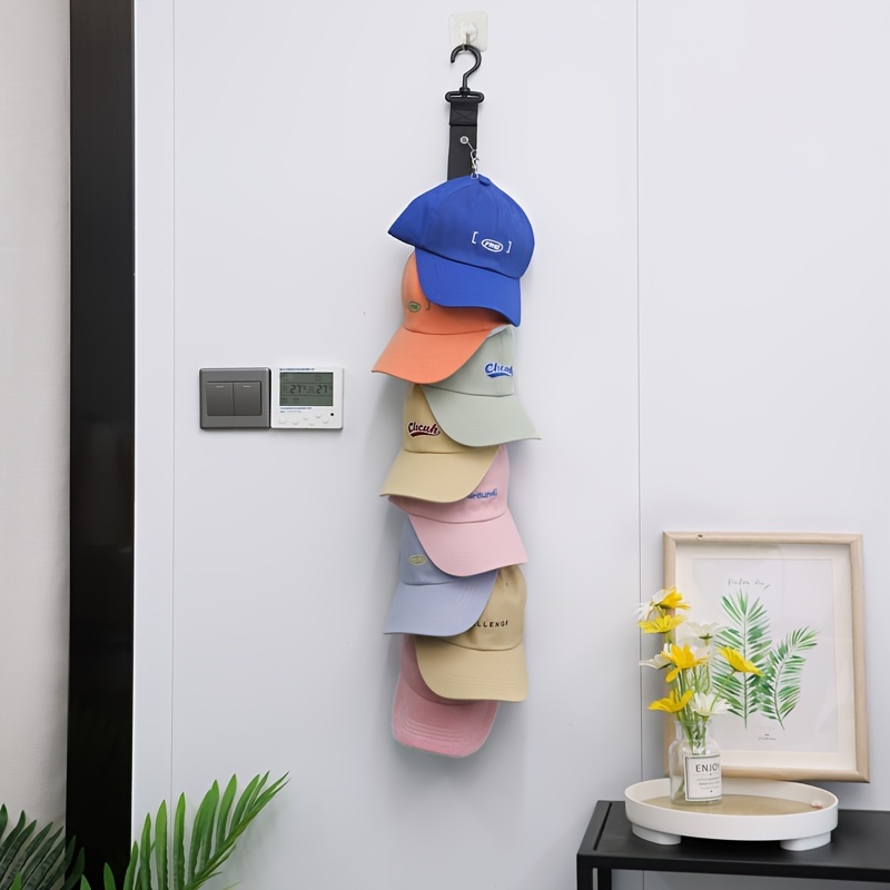 Organizador de sombreros para pared y puerta, almacenamiento de sombreros  para armario, perchero para sombreros con 16 clips de soporte, ganchos de