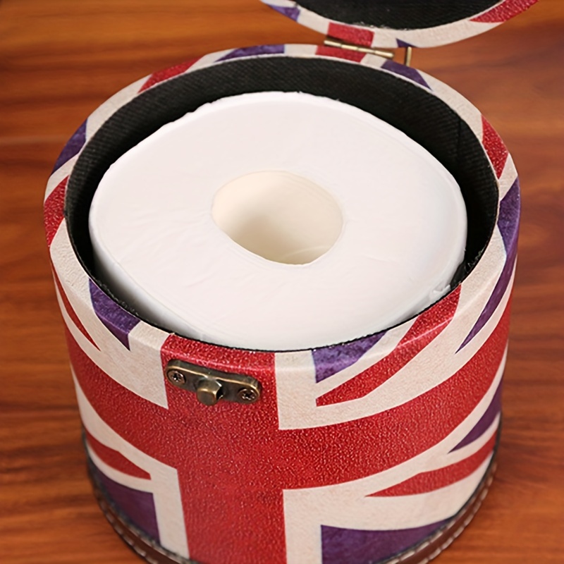 1pc Staubdichte Taschentuchbox Für Rollpapier, Unabhängige Tag Dekoration  USA/UK Flagge Themen PU-Leder Auto Dekor Zylinder Taschentuch Boc, Vintage B