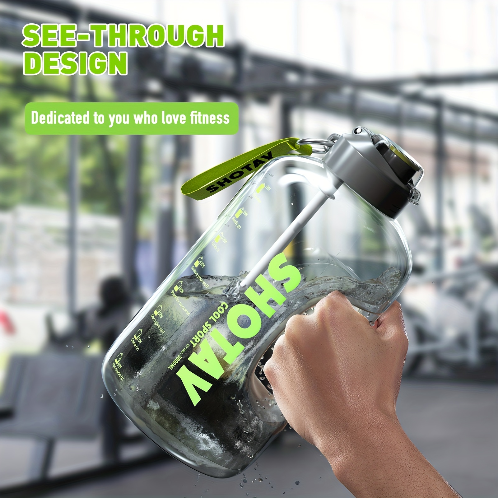 New Sports Water Bottle With Straw Time Marker Leakproof Cold