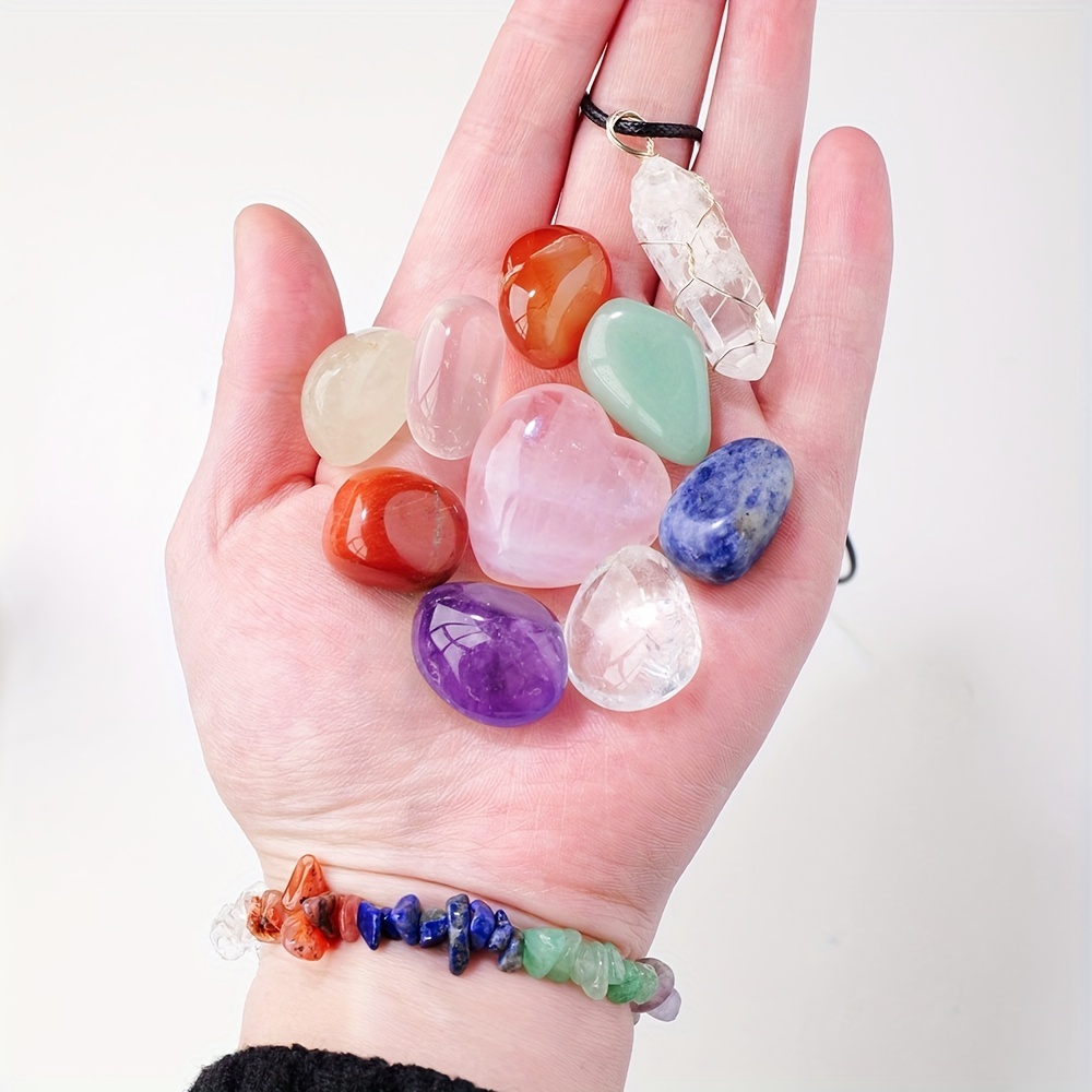 Irregular Heart Natural Crystal Stone Pendants Set