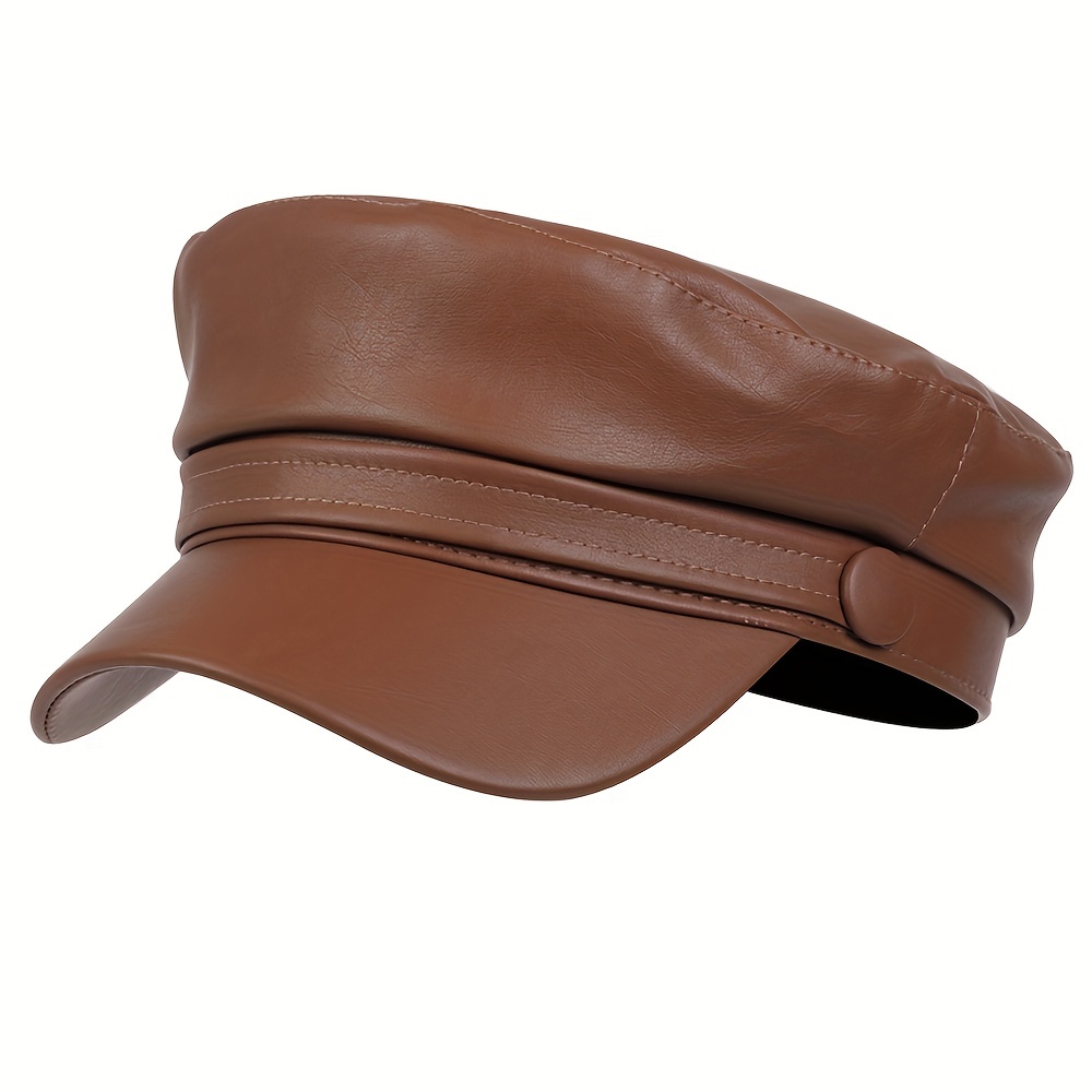 1pc Mens Hat Fashion Trendy Handsome Pu Leather Flat Hat Retro Fashion  Beret Newsboy Hat, Shop Now For Limited-time Deals