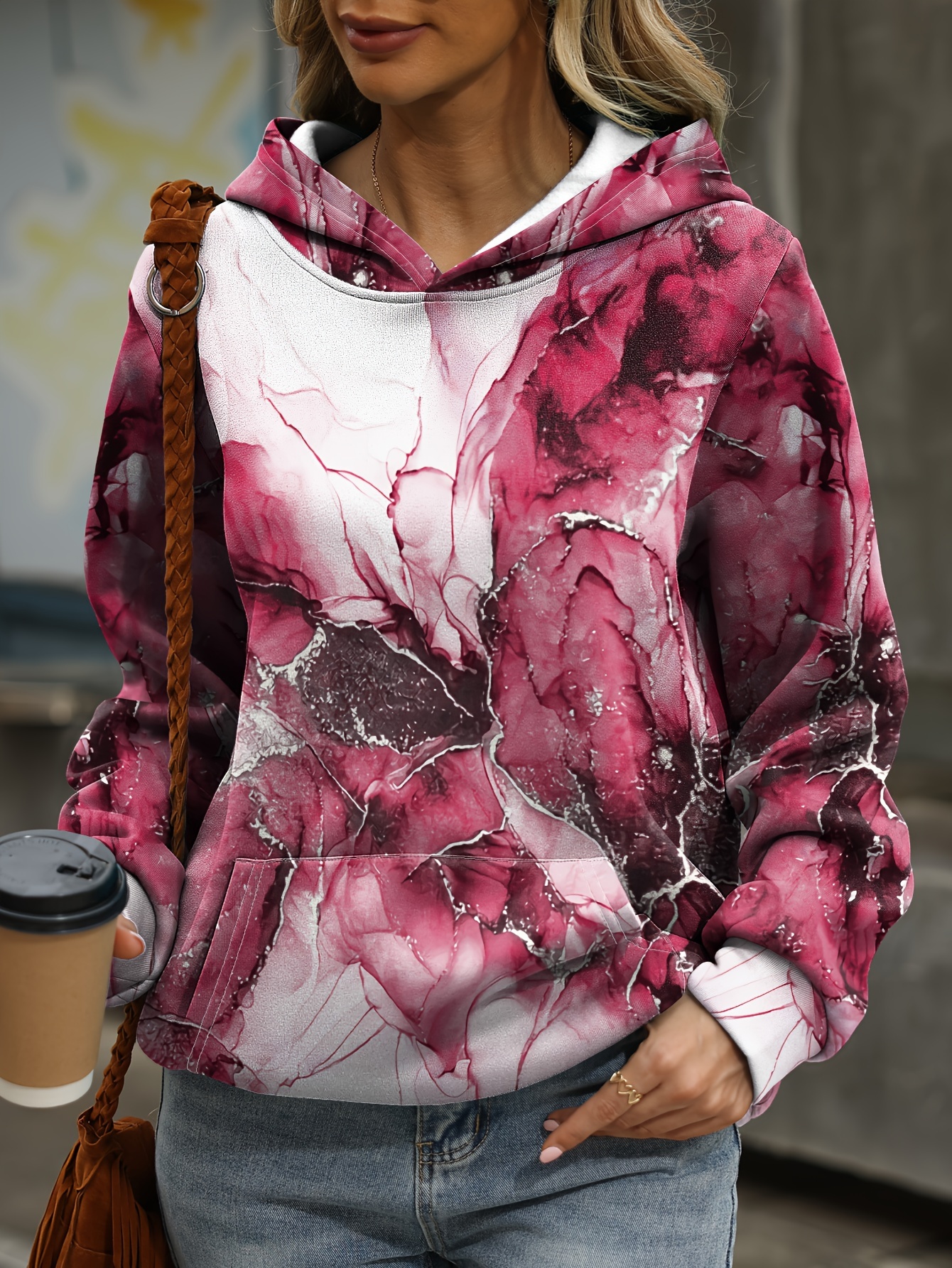 Pink hot sale marble hoodie