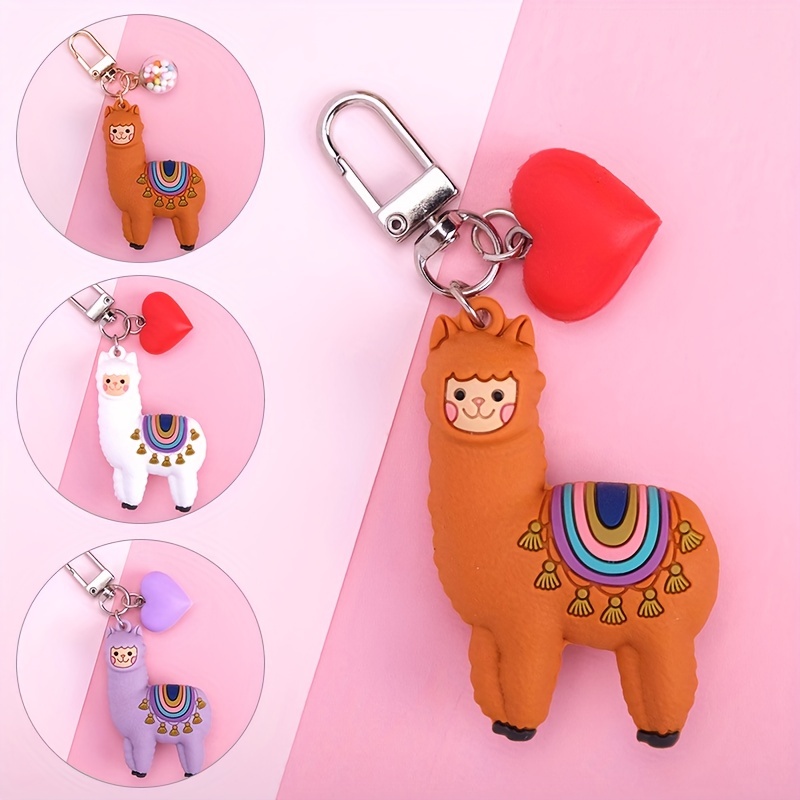 SirenSirena Llama Keychain, White Llama Keychain, Bag Charm, Llama Purse Charm, Llama Gift, Fluffy Llama Keychain, Pompom Llama Keychain, Llama