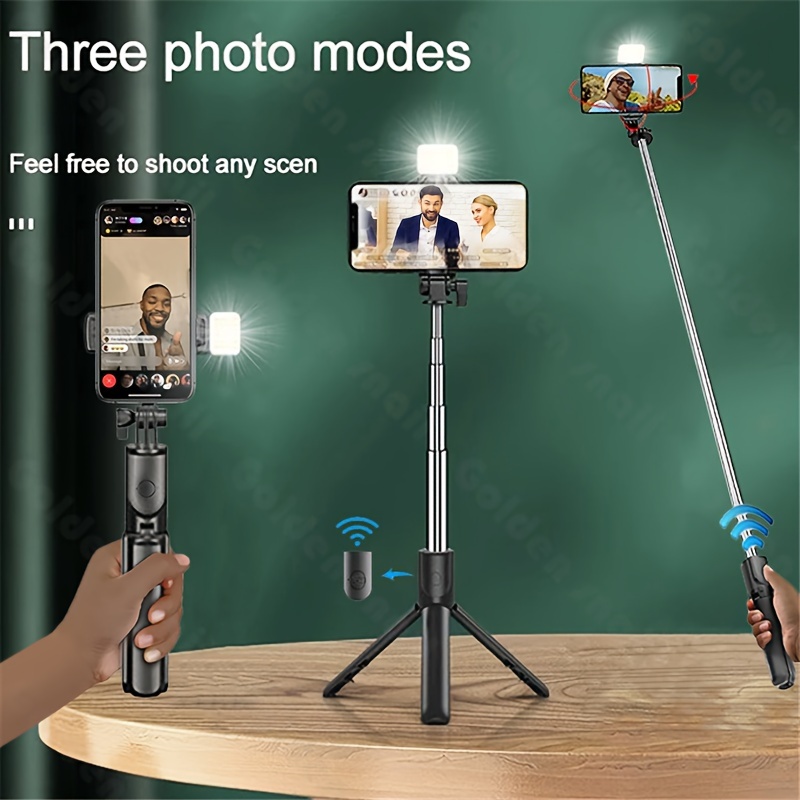 Mini Selfie Stick Ring Light Tripode Para Movil Led Palo Bluetooth  Extensible Celular Lamparas Anillo De
