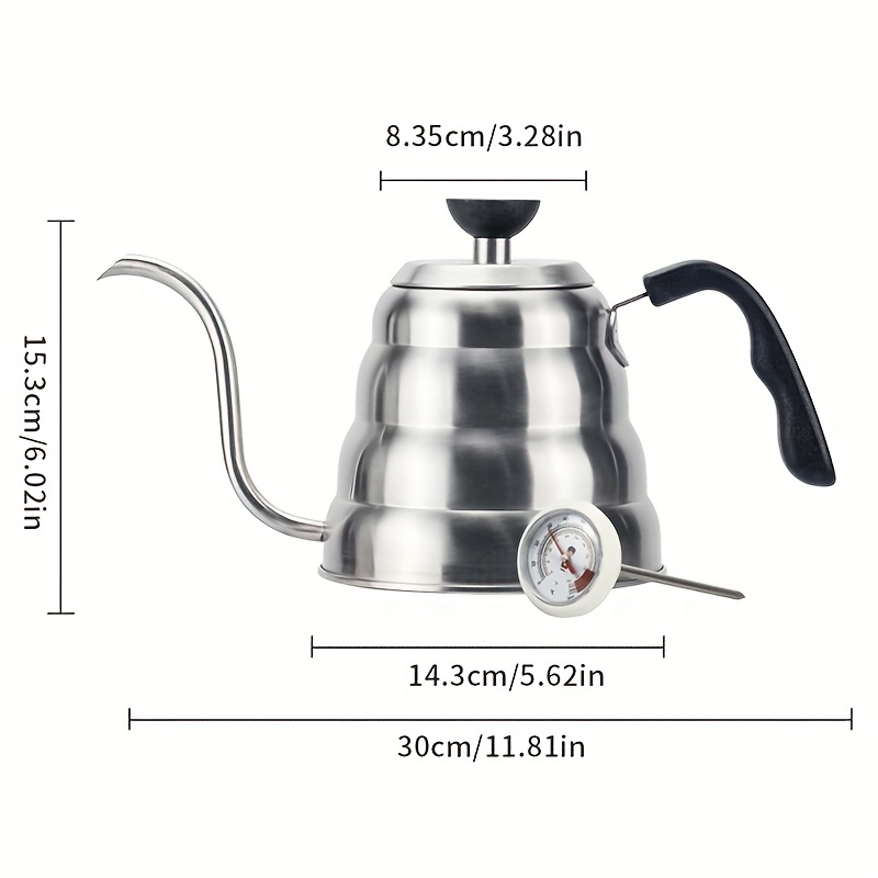 Gooseneck Pour Over Stovetop Coffee Tea Kettle 40oz/1.2L Built-In  Thermometer