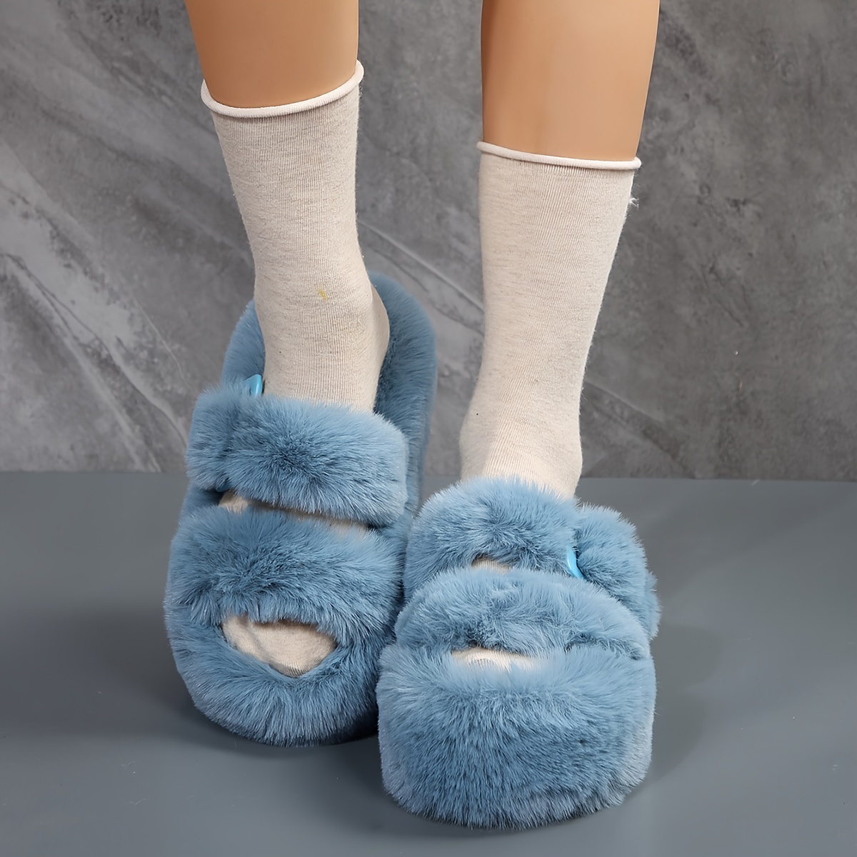 Blue store fluffy shoes