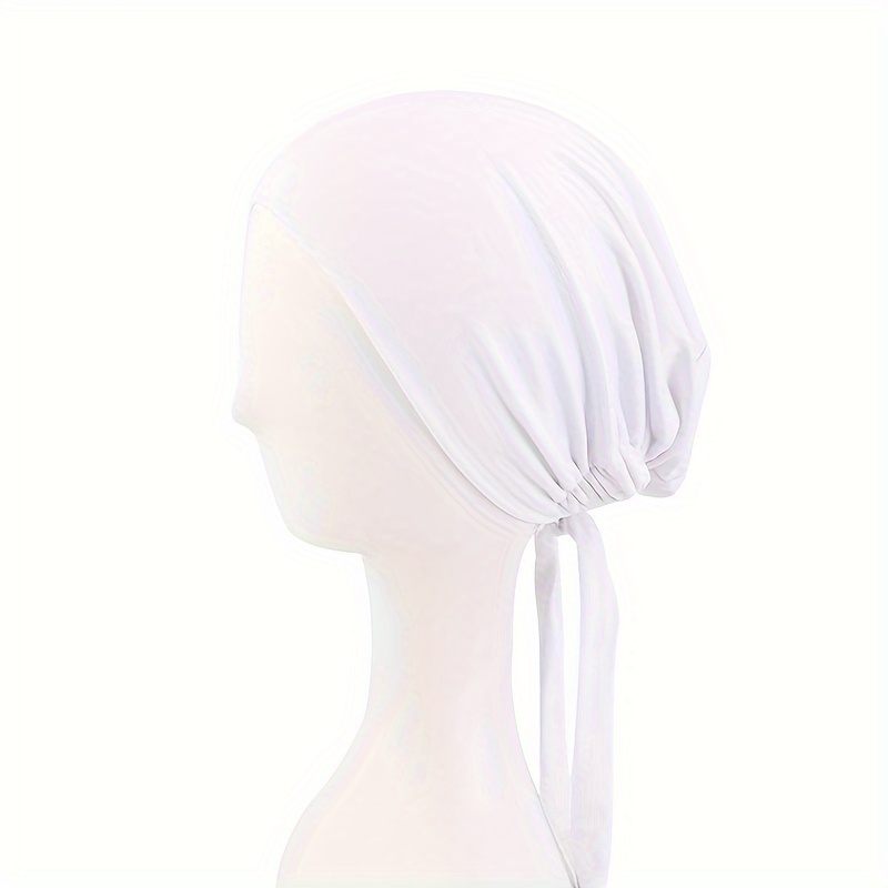 Undercap Solid Color Lace Up Head Wraps Inner Hijab Hats Casual Beanies Ramadan Turbans For Women