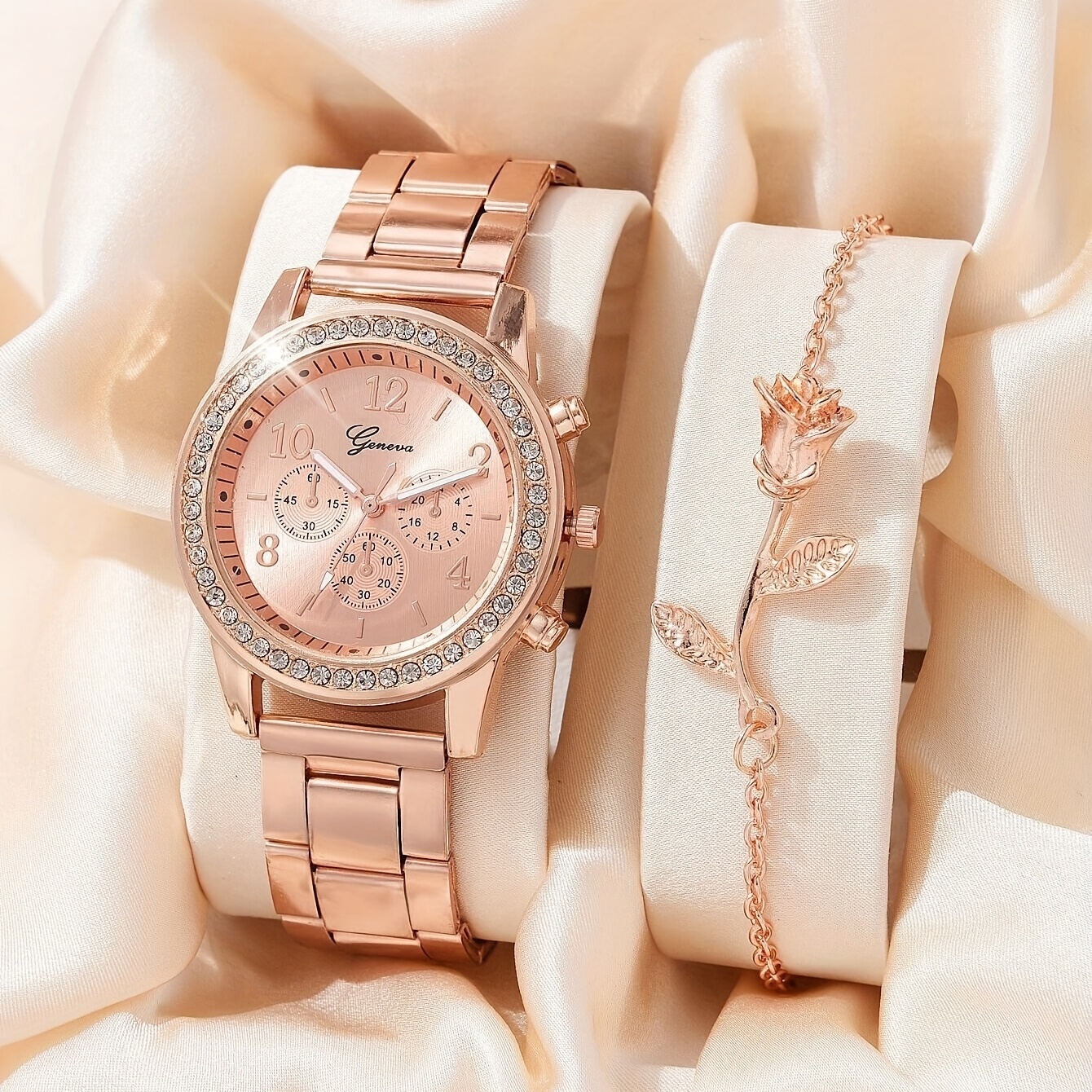 Rhinestone Women Watches Golden Watch Ladies Wrist - Temu