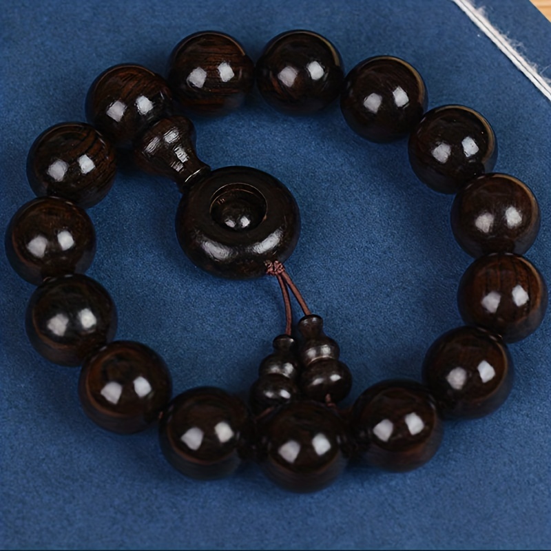 1PC Purple Black Sandalwood Ebony Buddha Beads Bracelet Playing Hand String  Sandalwood Rosary Beads For Men