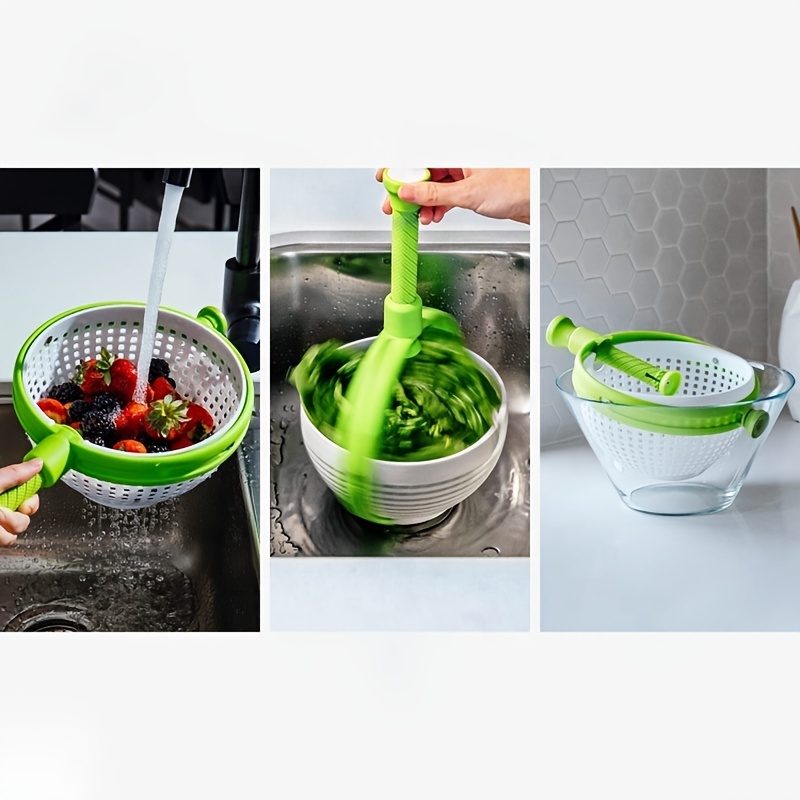 Plastic Salad Spinner With Rotary Handle Measuring Scale And - Temu