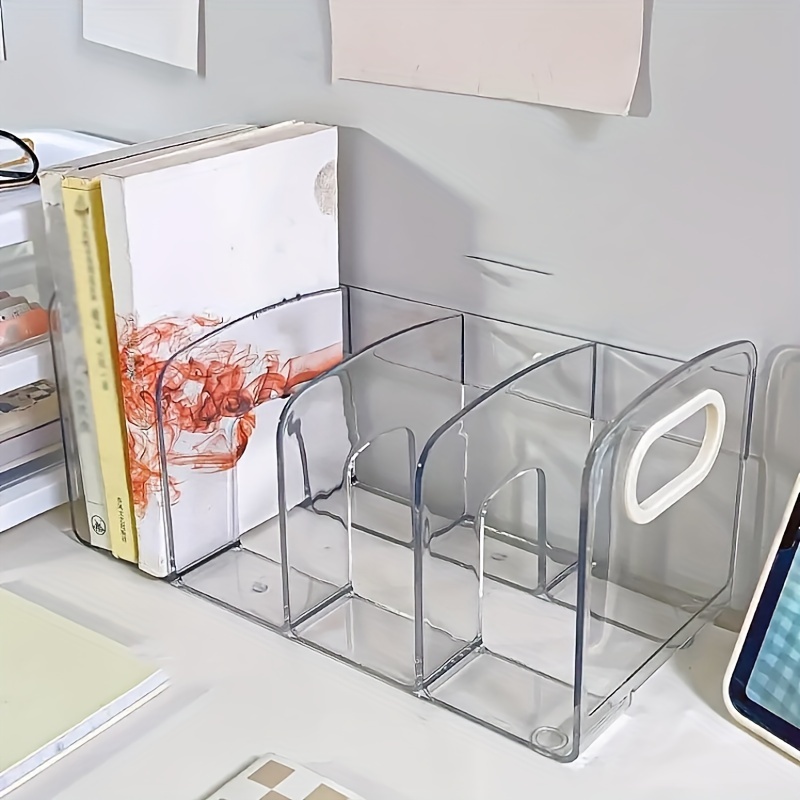 

Office Desktop Bookshelf Desk Transparent Storage Box Workstation Finishing Book Document Storage Rack