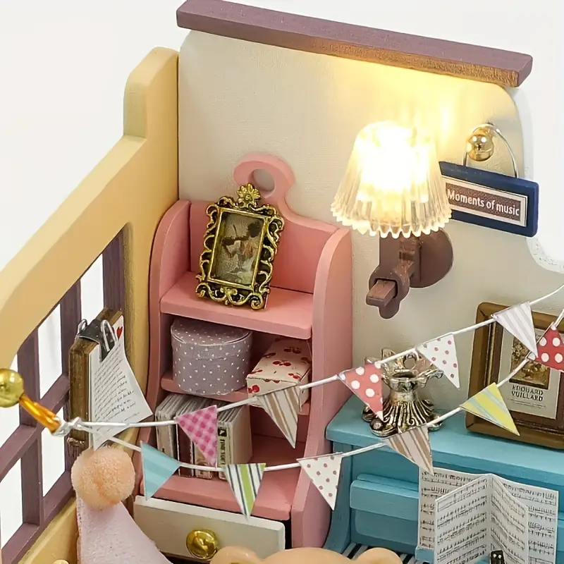 1pc Kit De Maison Miniature Et De Meubles De Bricolage, Mini Modèle  D'artisanat De Maison En Bois 3D Avec LED, Idée De Chambre Créative Pour  Cadeau D'anniversaire De La Saint-Valentin - Temu