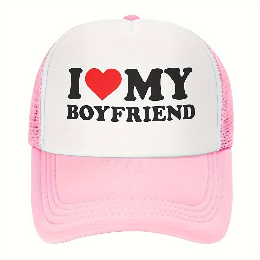 2pcs Boyfriend Girlfriend Trucker Hat Color Block Breathable Mesh Baseball Breathable Adjustable Dad Hats Valentine's Day Gift Set for Women Men