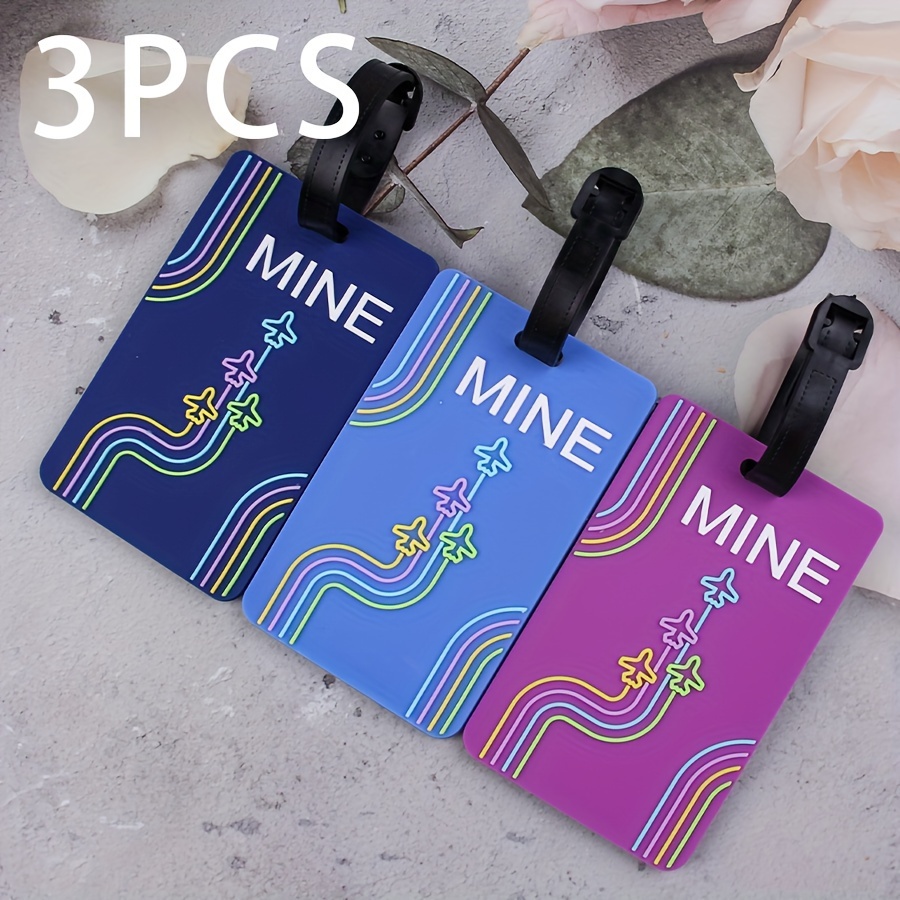 

3pcs Pvc Soft Luggage Tags, Letter Mine Luggage Accessories, Aircraft Travel Tag Name Tag, Travel Accessories, Travel Souvenirs