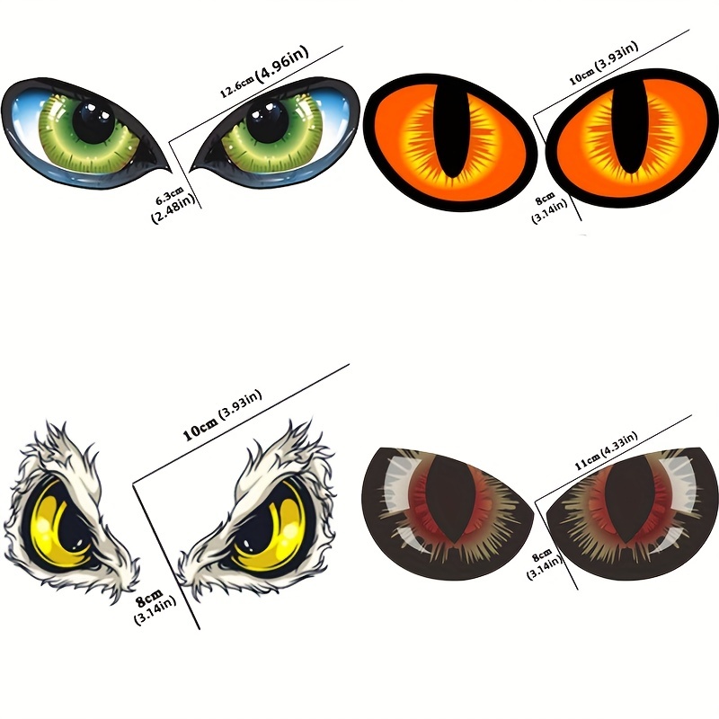 BAOK Auto-Augenaufkleber,Auge Auto Aufkleber Spiegel Aufkleber - 2 Stück  erschreckende Augen gruselige reflektierende Abdeckung für den seitlichen