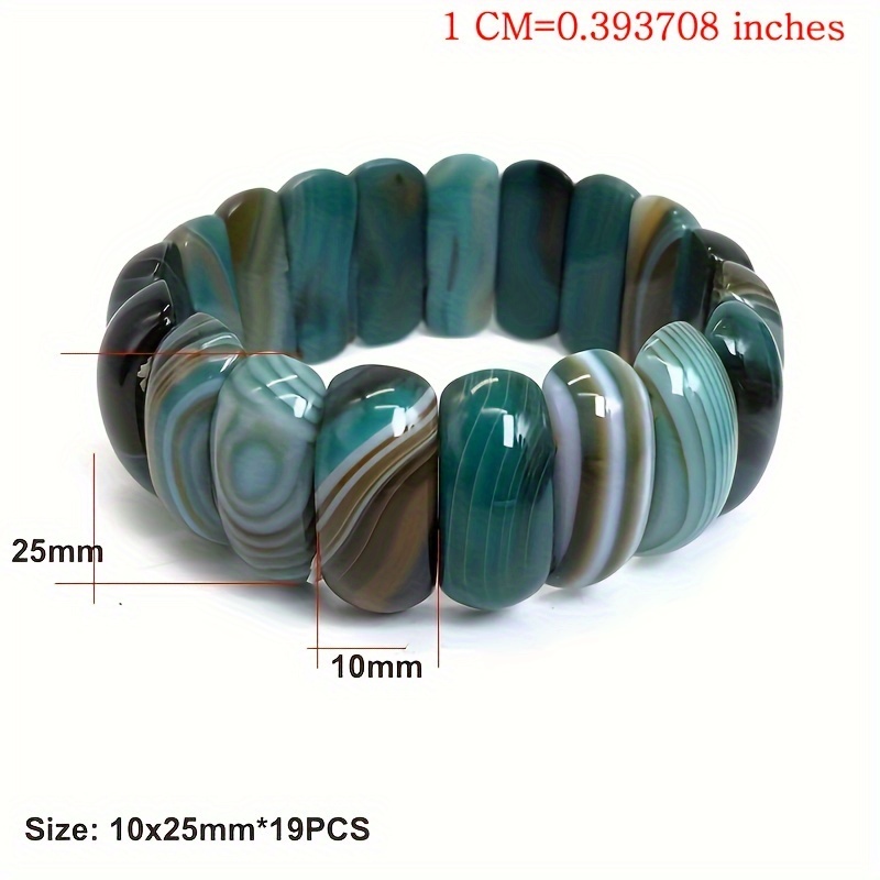 10X25Mm Natural Agate Beaded Bracelets - Colorful Striped Botswana Agate