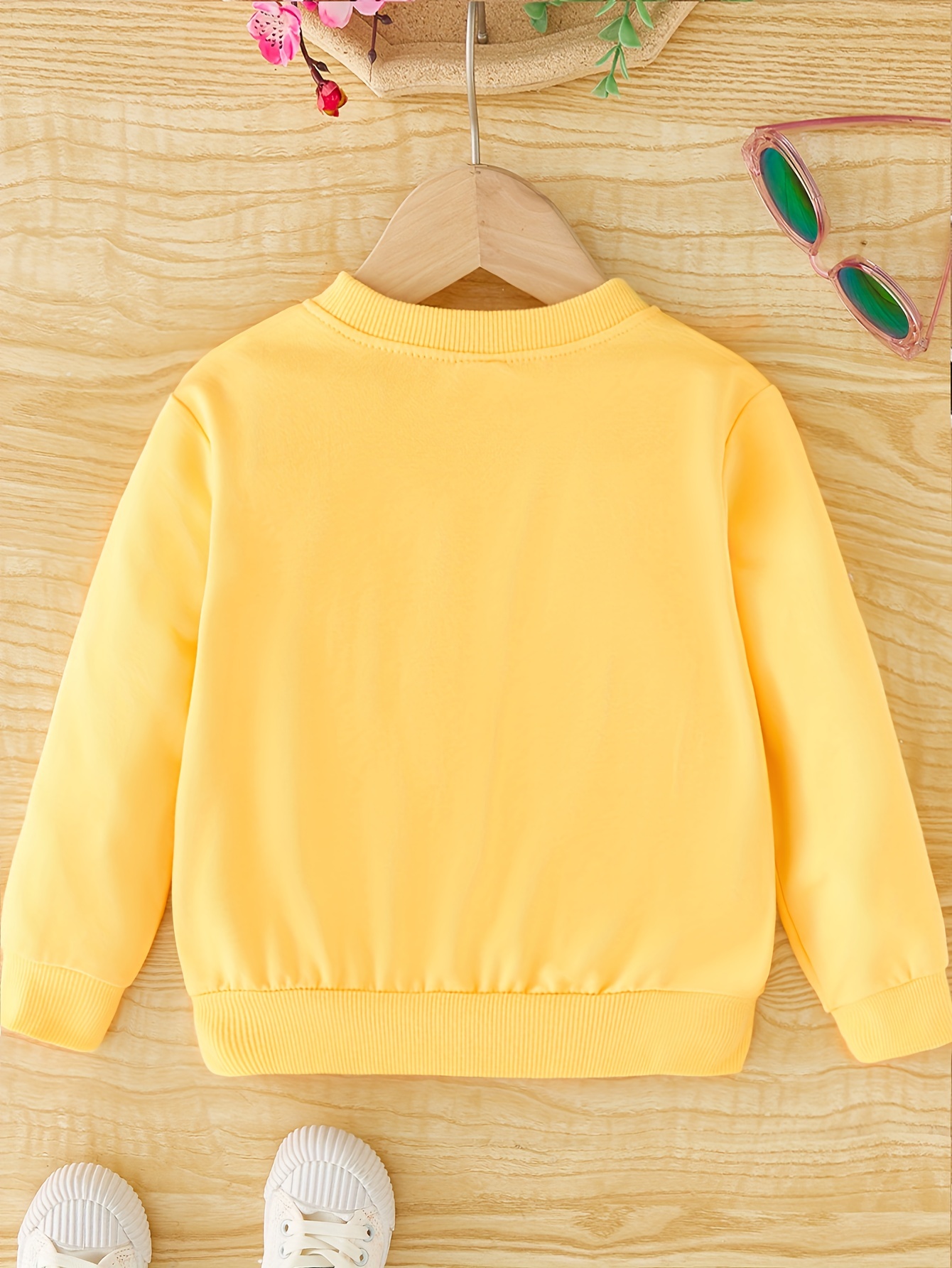 Trendy Hedgehog Flower Print Round Neck Pullover Sweatshirt