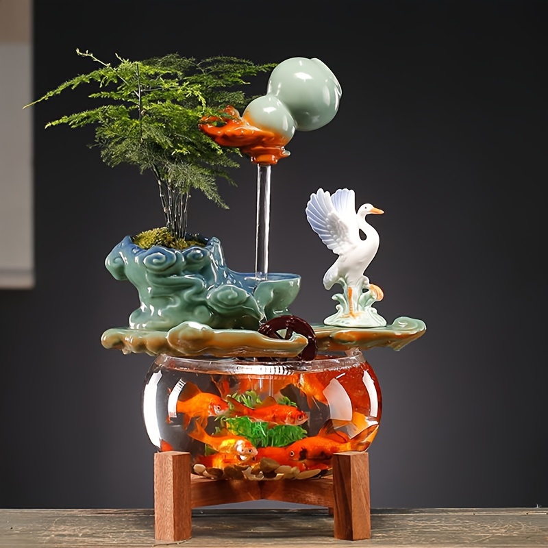 Water Fountain Fish Tank Rockery Circulating Water Mini Creative Mode Desk  Fish Bowl Aquarium Decoration Small Aquarium Tank