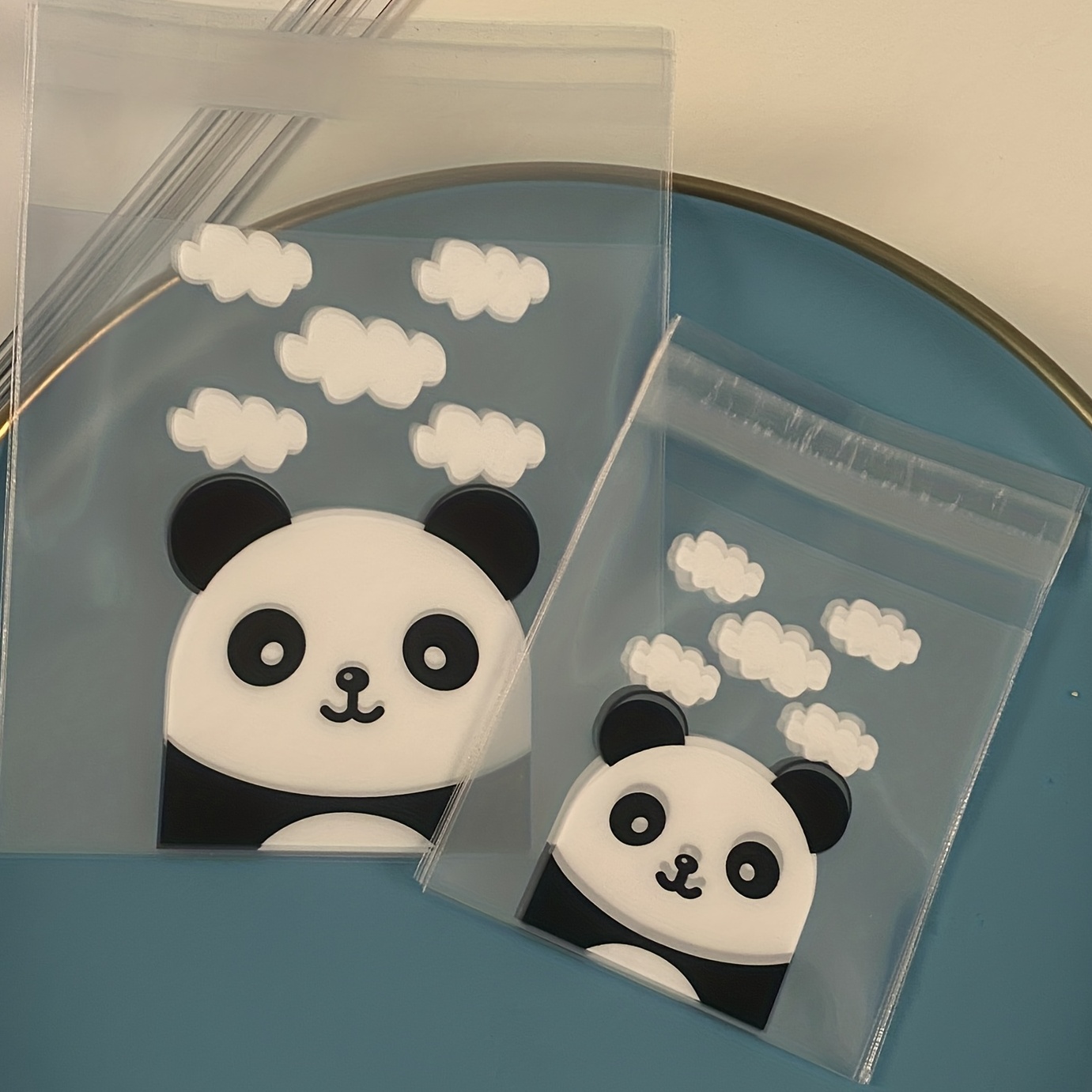 100pcs Panda Cartoon Pattern Self Adhesive Plastic Bags Candy Biscuits