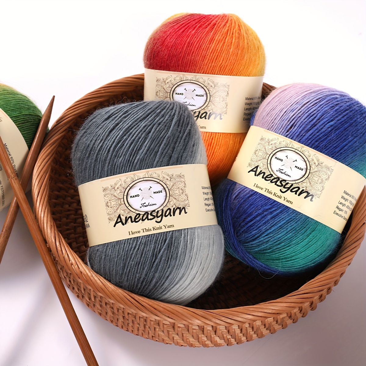 Floral Line wool / acrylic blend yarn rainbow multi