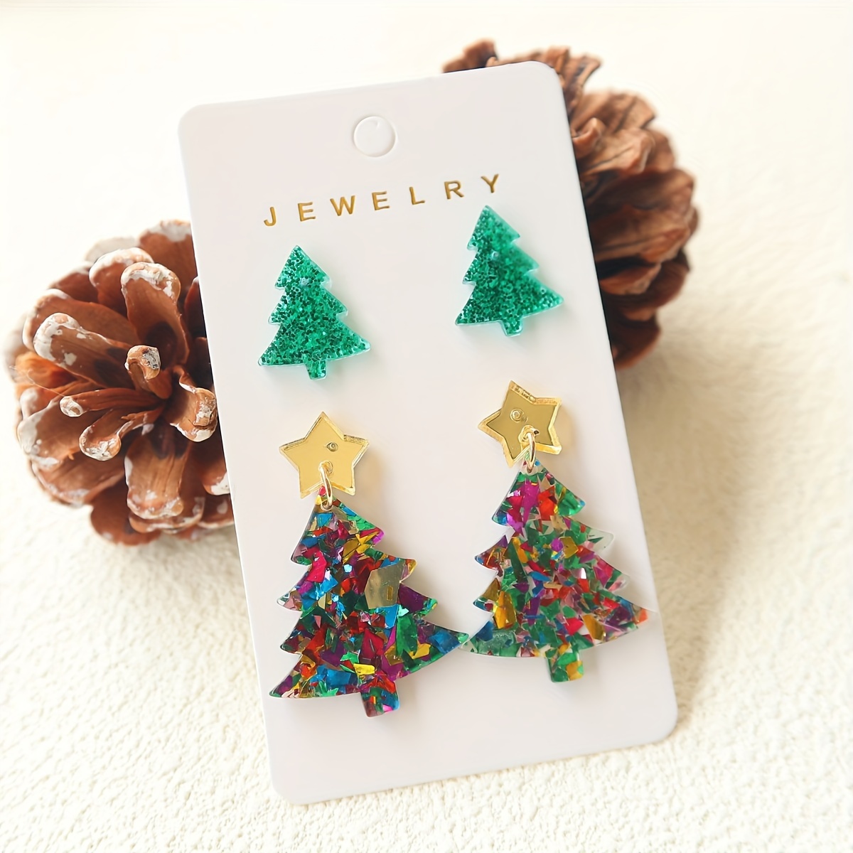 U Shape Green Color Dangle Earrings Retro Elegant Style Acrylic Jewelry, Jewels Trendy Gift for Women Girls, 1.09, Christmas Styling & Gift
