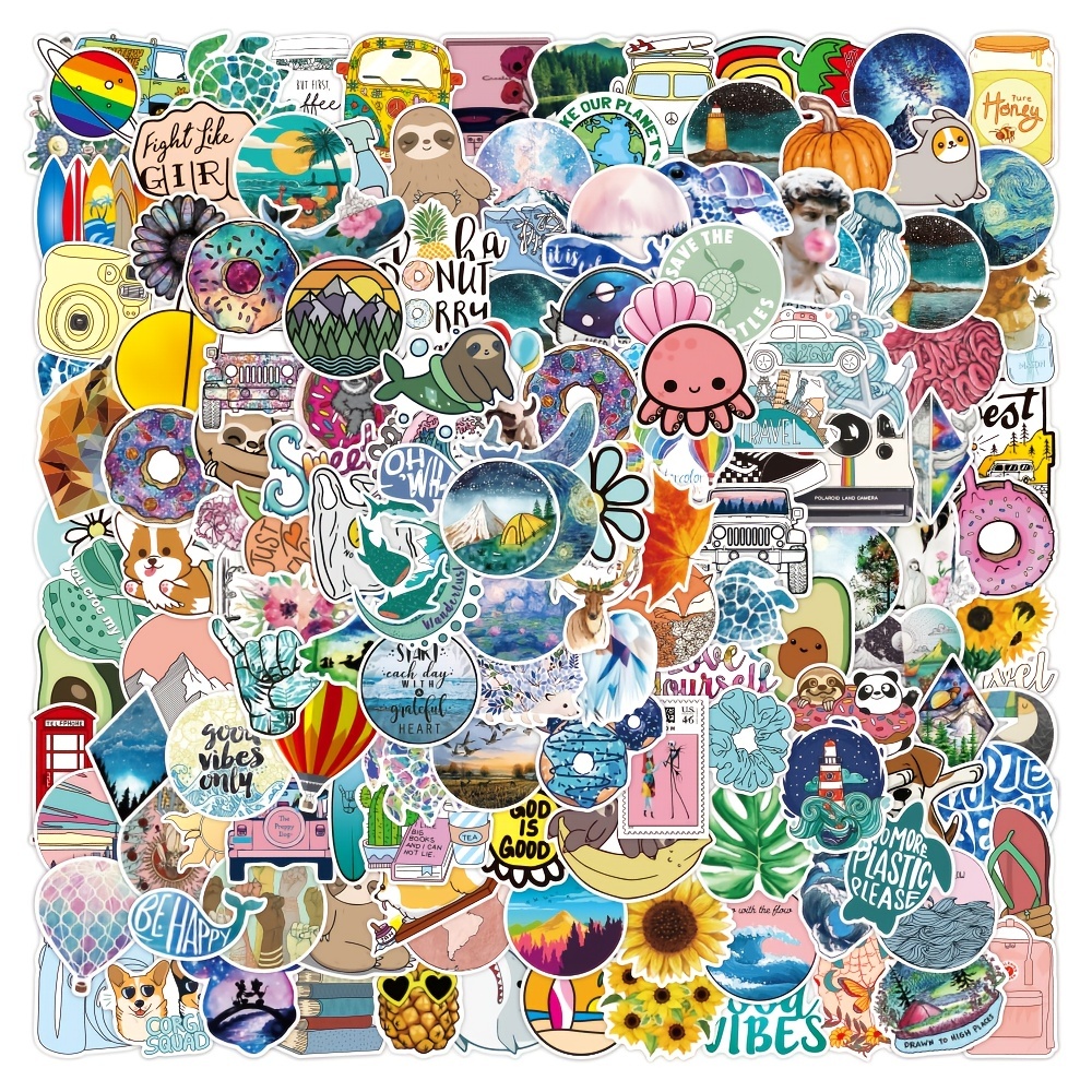 300 Pcs Stickers Pack (50-850Pcs/Pack), Colorful Vsco Waterproof Stickers, Cute Aesthetic stickers. Laptop, Water Bottle, Phone, Skateboard Stickers
