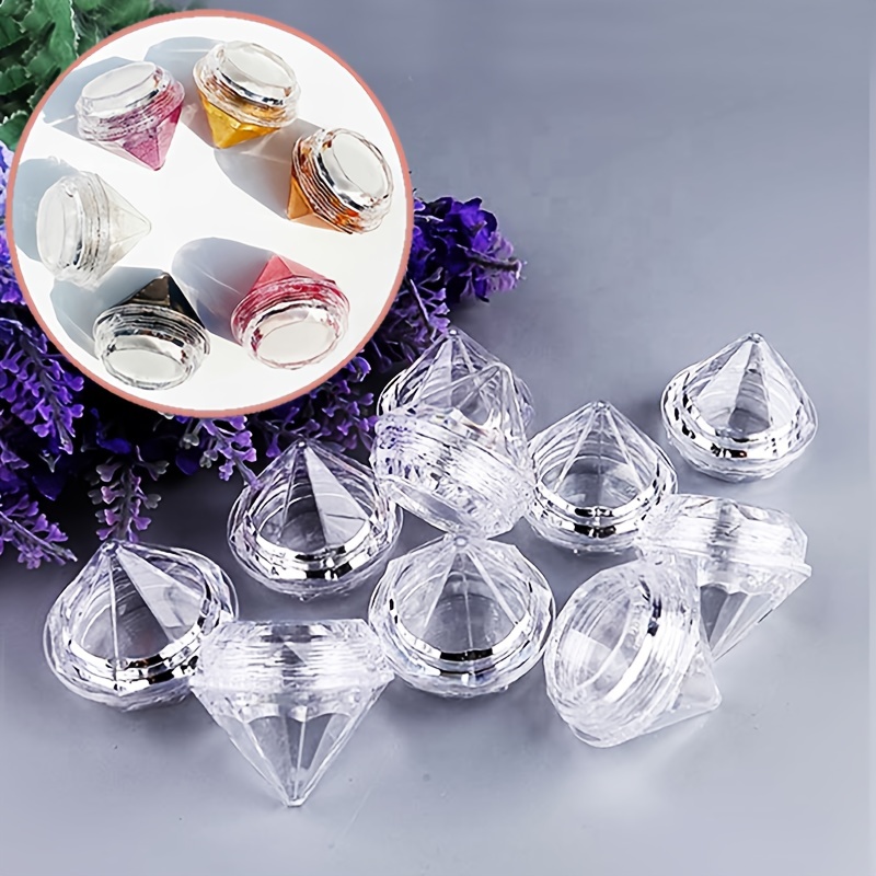 

10/50pcs Clear Refillable Empty Diy Cosmetic Pot Jars Case Diamond-shape Sample Bottles Vials Container For Eye Shadow Nails Powder Jewelry Makeup Cream Lotion Storage Travel Small Jar