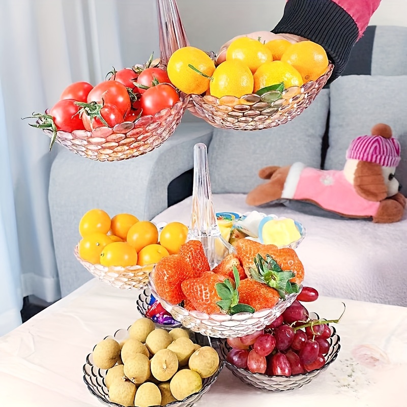 Plastic Countertop Fruit Tray With Lid Round Large Storage - Temu