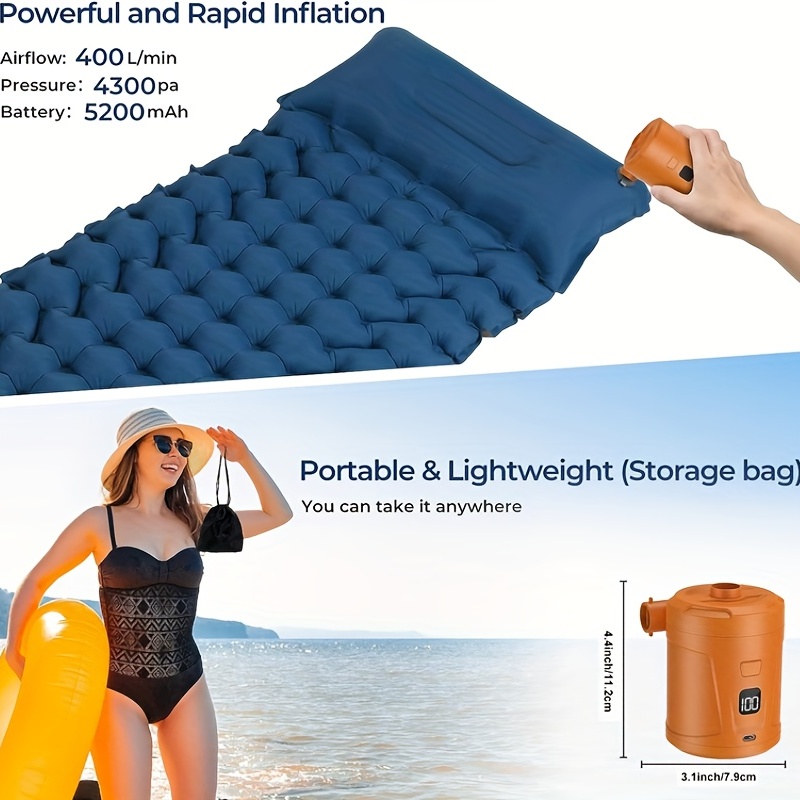 Bomba de aire eléctrica, inflador portátil para colchón de aire, anillo de  natación, sofá inflable, juguetes flotadores de piscina, bomba de aire