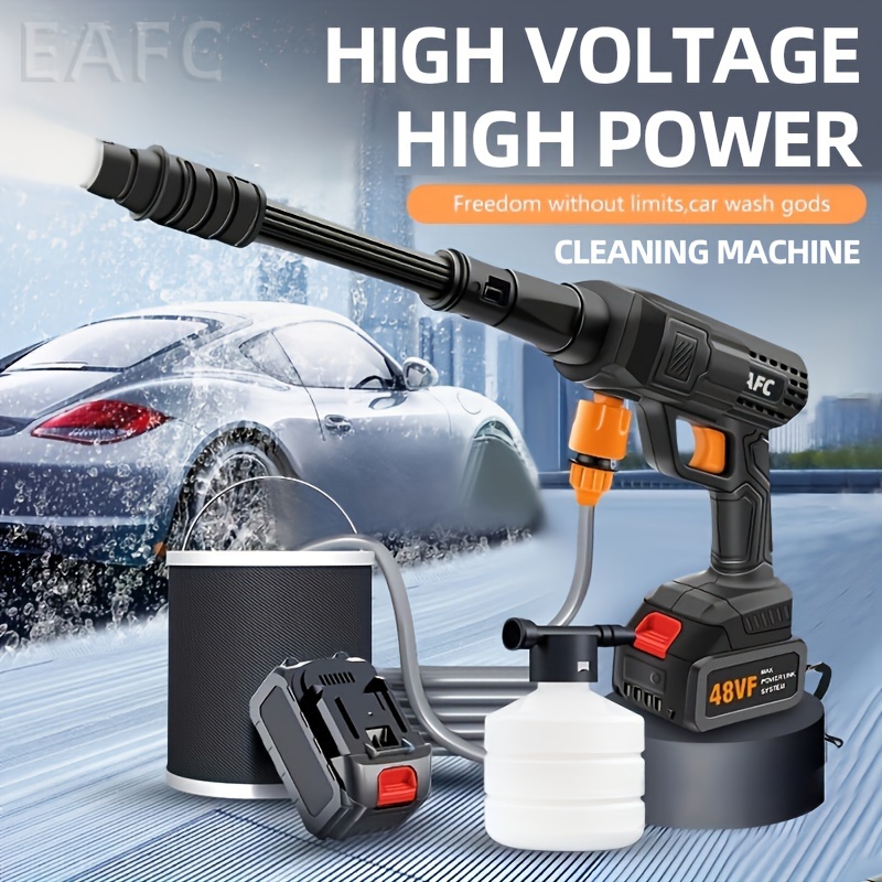 600W 12v 48V Cordless High Pressure Car Wash Water Spray Gun Wireless  Rechargeable Car Washer Water Jet