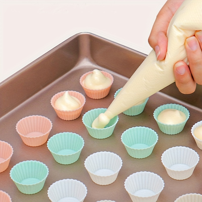 Mini Muffin Pan - Reusable Silicone Cupcake Molds 24 Pcs- Small