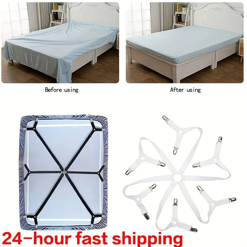 1pc Bed Sheet Holder, Adjustable Elastic 12 Clips Fixed Holder Mattress  Clip Fasteners, Cover Blankets Grippers Fixing Non-Slip Strap