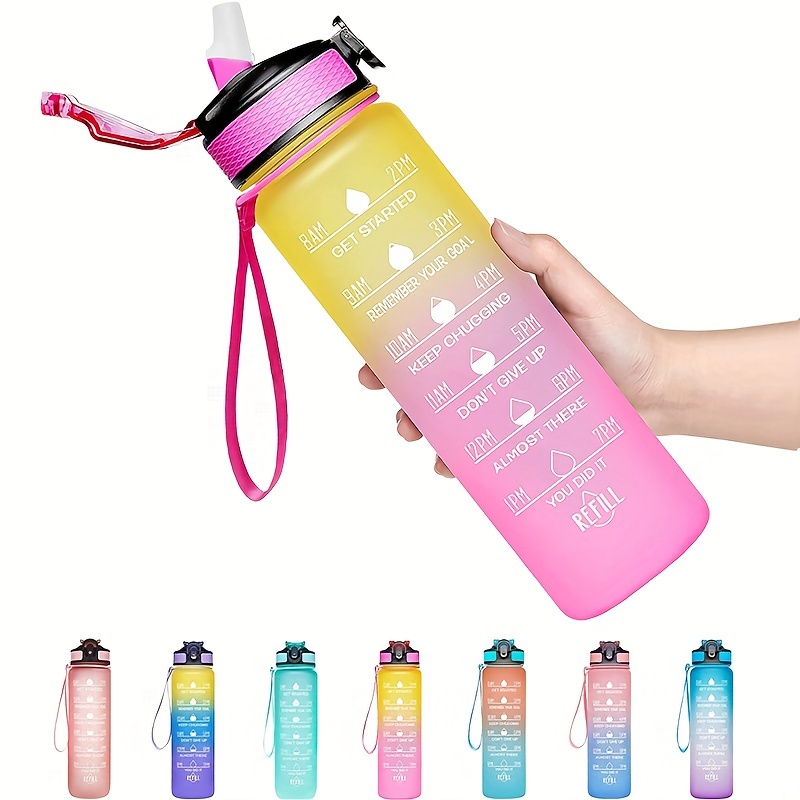 BOTTLE BOTTLE Botella de agua motivacional con marcador de tiempo, botella  de agua deportiva de 32 onzas, botella de agua a prueba de fugas, para