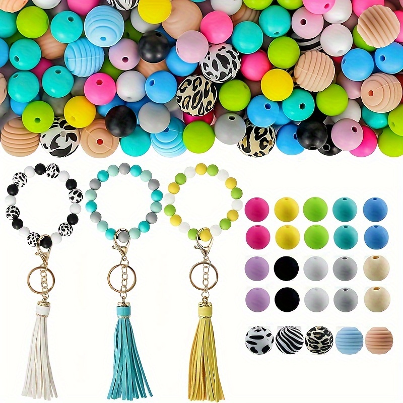 15mm Silicone Beads for Keychain Bracelet Beads Necklace Jewelry  Accessories HomeDecor Handmade Crafts Gift Making Kit,126 Pcs Round Rubber  Beads Bulk