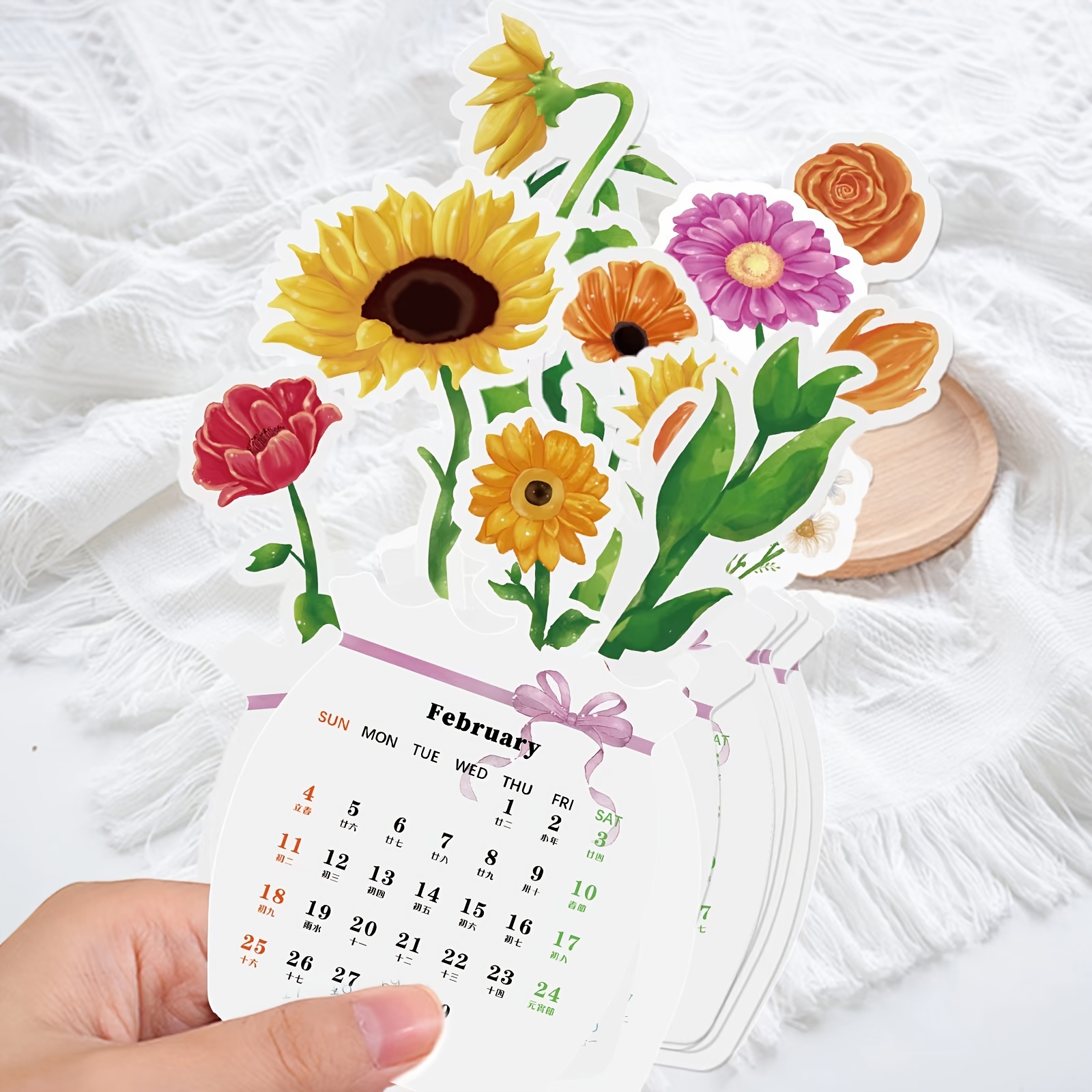 Custom 2024 Hand painted Fashion Desk Calendar Floral Cards - Temu
