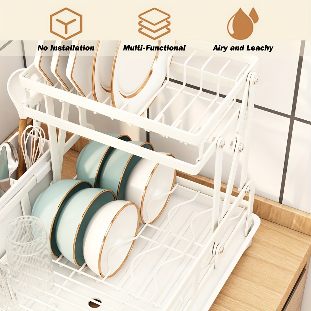 Organizer Bowl Plate Kitchen accessories dish Organizer Holder Foldable  Rack