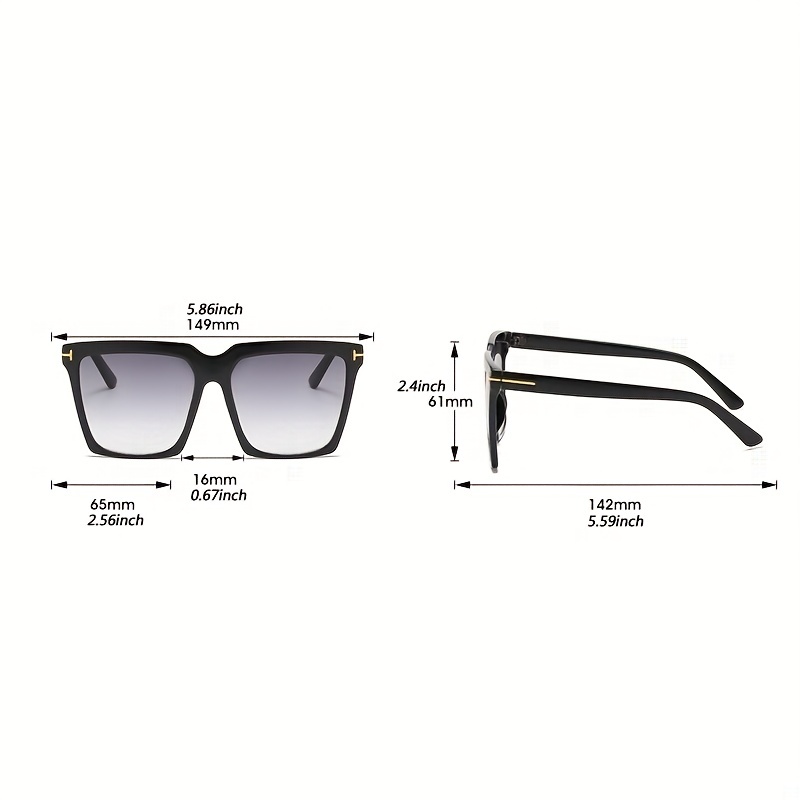 Square Frame Sunglasses Ombre Lens Glasses Rivet Decor Eyewear