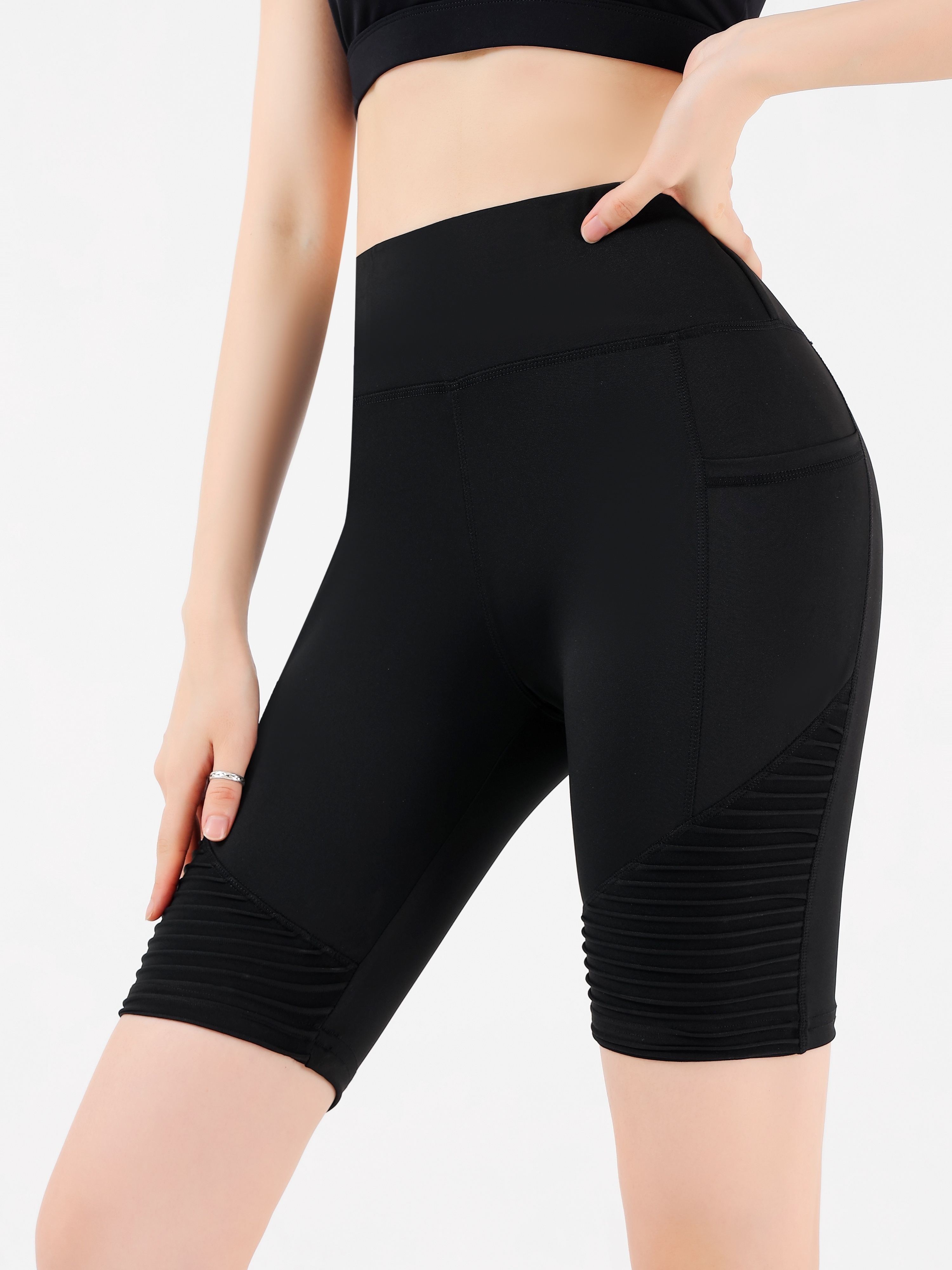Fashion Stripes Butt lifting Shorts Side Pockets Stretchy - Temu