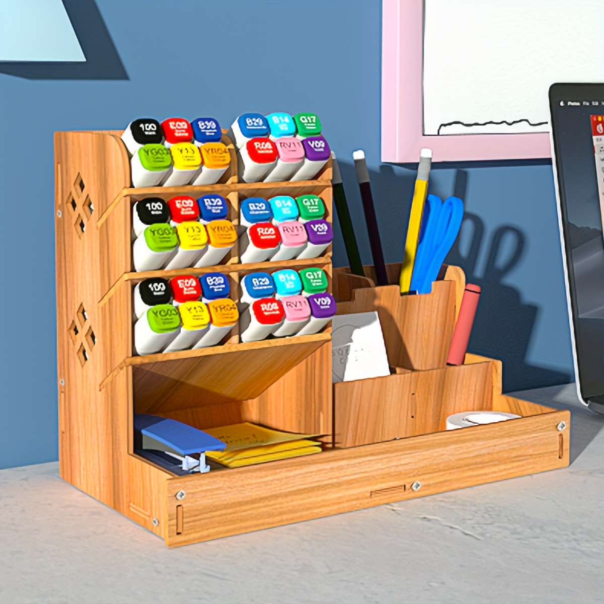 Desk Storage Box Room Decor Wooden Crafts Storage Gadgets - Temu
