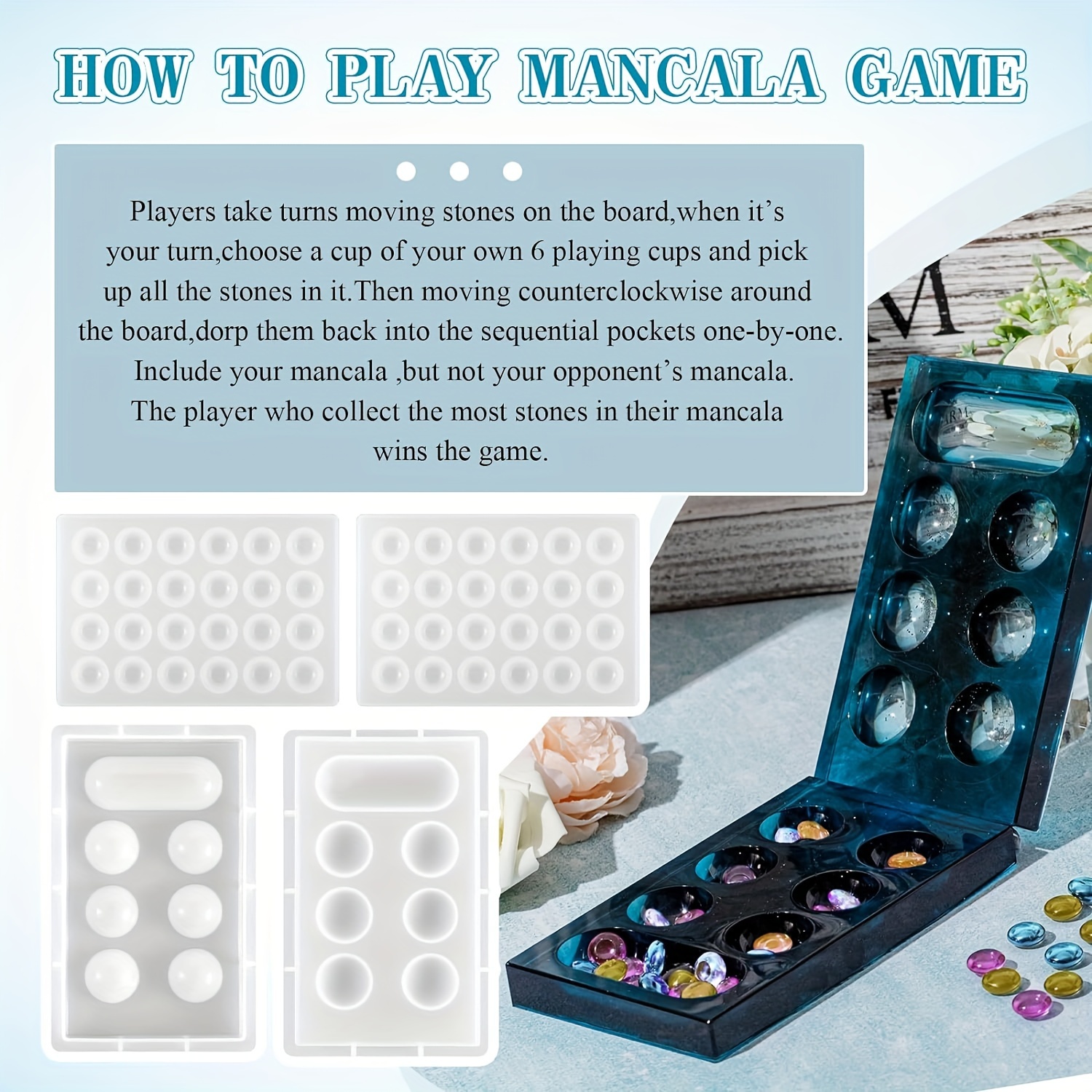 Mancala Board Game Resin Molds Set Epoxy Silicone Resin - Temu