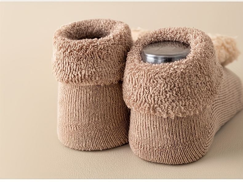 Newborn Baby Socks Winter Thickened Baby Fleece Warm Mid-Calf Socks Cartoon Non-Slip Learning Floor Socks