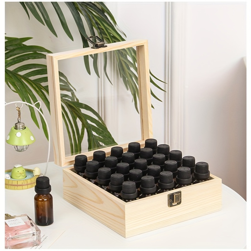 Natural Wood Essential Oil Display Stands Holder Rack Storage Organizer For  30 Slots 5-15ml Bottles