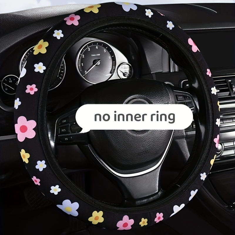 

No Inner Ring Breathable Material Thick Non-slip Little Flower 4 Seasons Universal Car Steering Wheel Cover