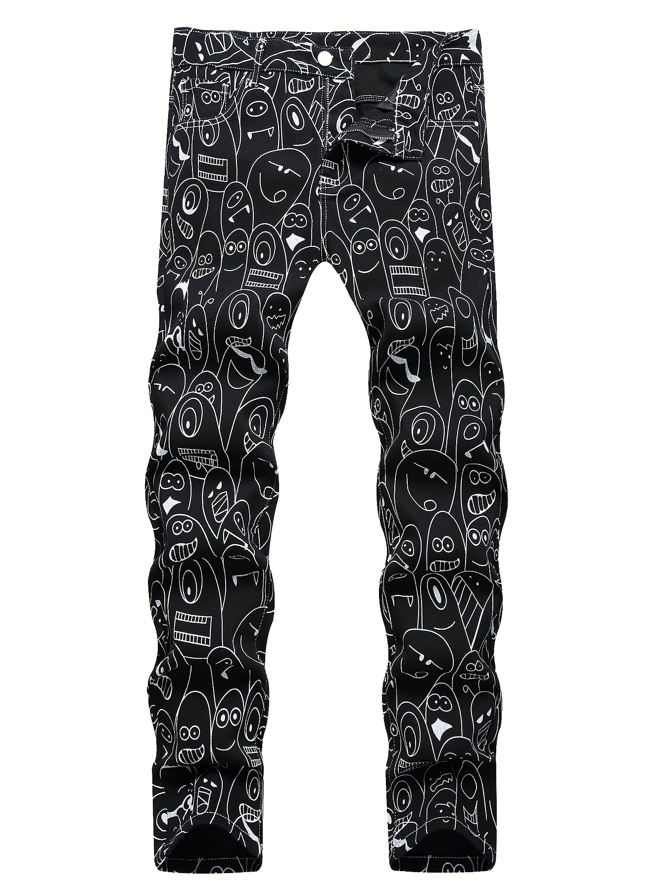 Halloween Ghost Print Jeans Men's Casual Street Style Denim - Temu Canada